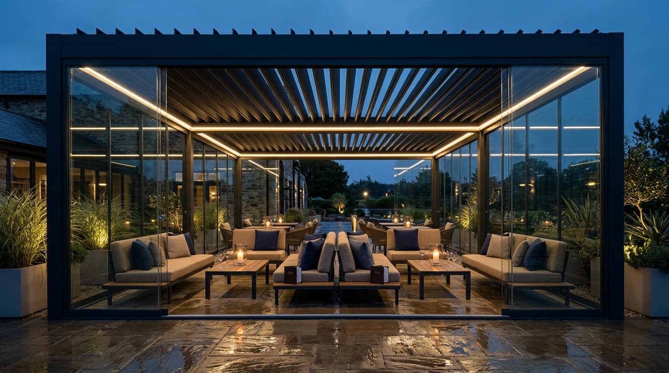 Pergola bioklimatyczna z oświetleniem LED
